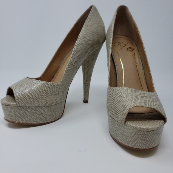 Colin Stuart Snake Skin Peep Toe Platform - Picture 5 of 11